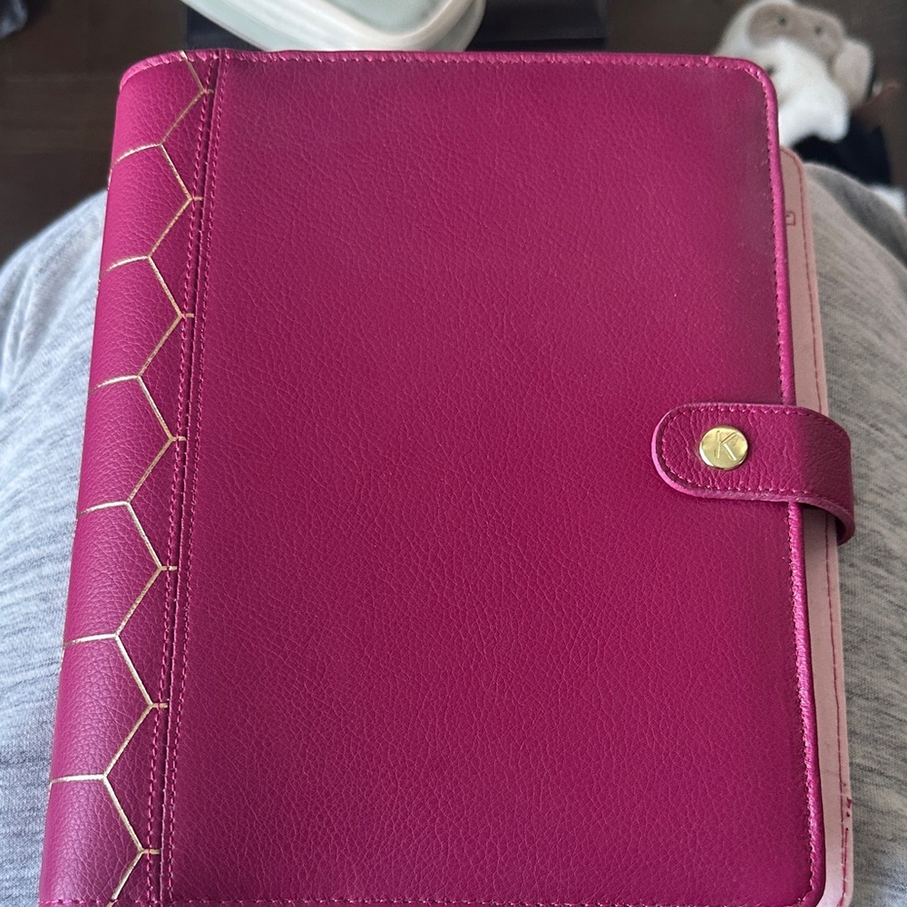 Kikki K Pink Leather Planner with Gold Accents